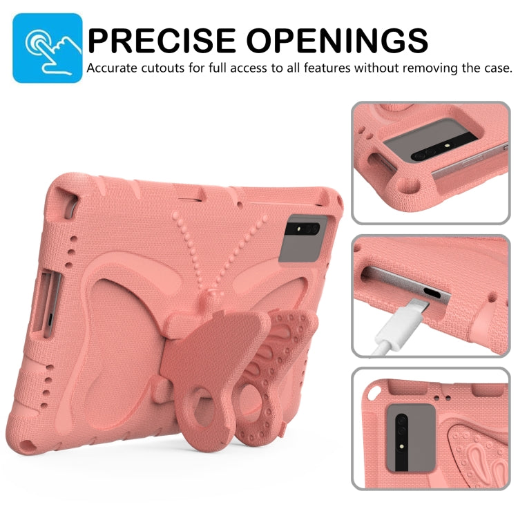 For Lenovo Tab M11 / Xiaoxin Pad 11 2024 Butterfly Bracket EVA Shockproof Tablet Case(Pink Orange)