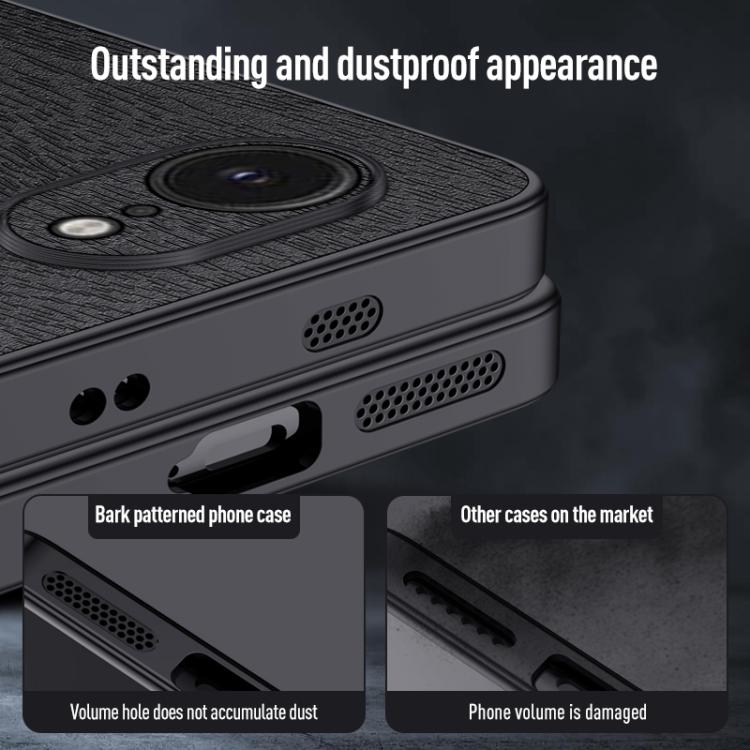 For iPhone 16e Tree Bark Leather Shockproof Phone Case(Grey) - iPhone 16e Cases by PMC TechLife | Online Shopping South Africa | PMC TechLife | Buy Now Pay Later Mobicred