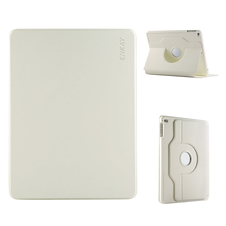 For iPad Air / Air 2 / 9.7 2017 / 2018 ENKAY 360 Rotation TPU Leather Smart Tablet Case with Pen Slot(Beige)