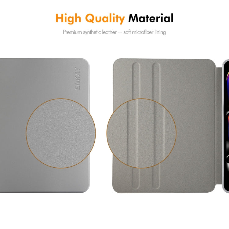 For iPad Air 11 2024 / 2025 / Air 10.9 2022 ENKAY 360 Rotation TPU Leather Smart Tablet Case with Pen Slot(Grey) - free shipping - PMC Jewellery - Order now!