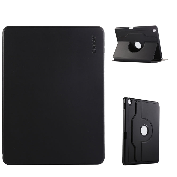 For iPad Air 10.5 / Pro 10.5 / 10.2 ENKAY 360 Rotation TPU Leather Smart Tablet Case with Pen Slot(Black)