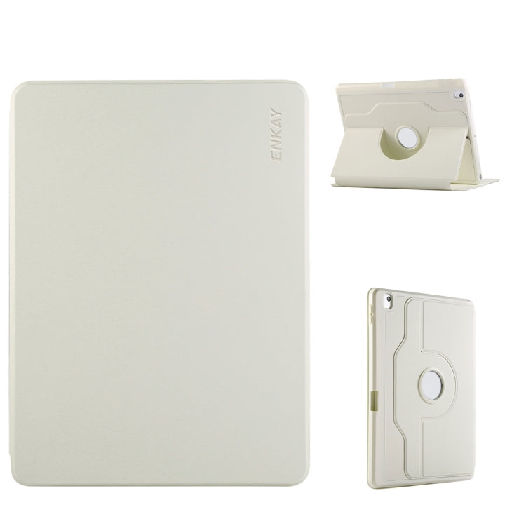 For iPad Air 10.5 / Pro 10.5 / 10.2 ENKAY 360 Rotation TPU Leather Smart Tablet Case with Pen Slot(Beige)