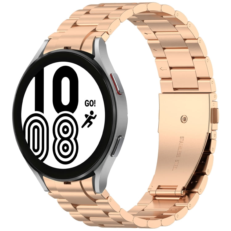For Samsung Galaxy Watch 4 40 / 44mm Three Beads Button Quick Release Metal Watch Band(Rose Gold)