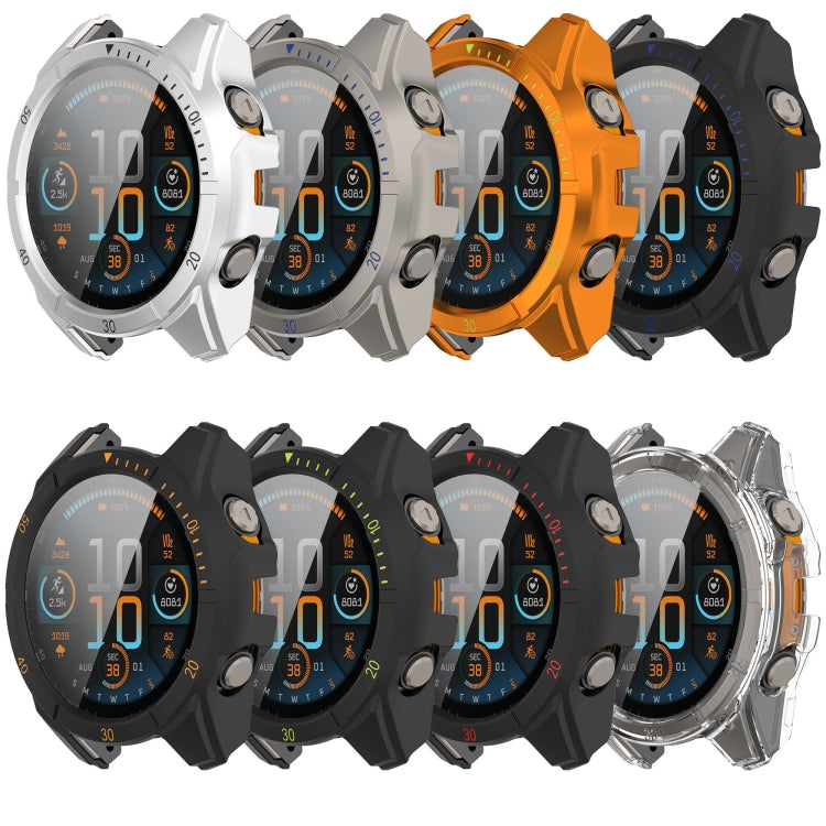 For Garmin Fenix 8 AMOLED 51mm Tempered Glass Film Integrated PC Watch Case(Titanium Blue) - free shipping - PMC Jewellery - Order now!