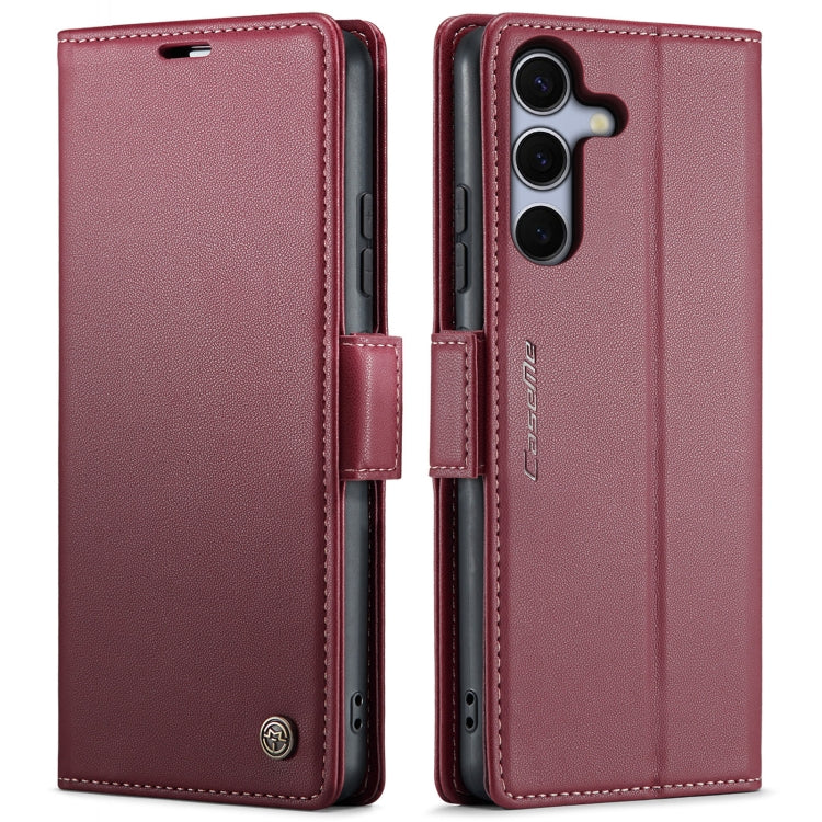 For Samsung Galaxy S25 5G CaseMe 023 Butterfly Buckle Litchi Texture RFID Anti-theft Leather Phone Case(Red)
