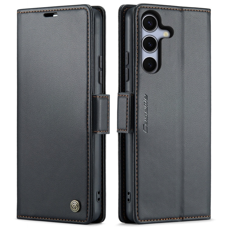 For Samsung Galaxy S25+ 5G CaseMe 023 Butterfly Buckle Litchi Texture RFID Anti-theft Leather Phone Case(Black)