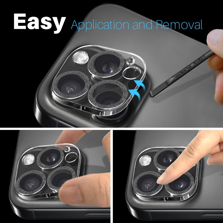 For iPhone 16 Pro / 16 Pro Max NORTHJO Camera Lens Protector Glitter Ring 3D Tempered Glass Film(Black)