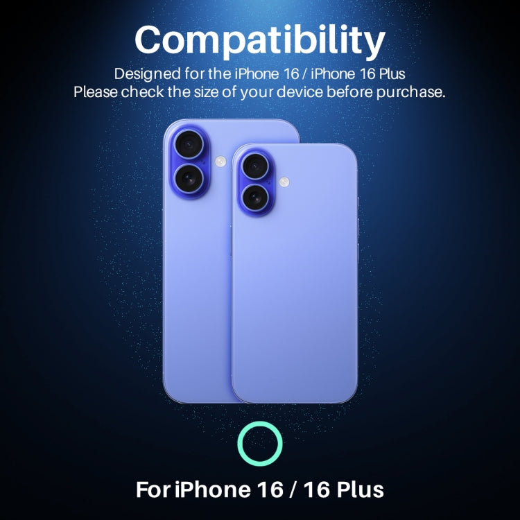 For iPhone 16 / 16 Plus NORTHJO Camera Lens Protector Glitter Ring 3D Tempered Glass Film(Blue)