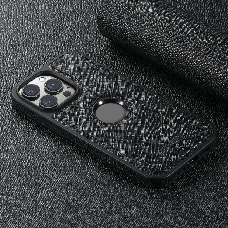 For iPhone 16 Pro Suteni G1 Cross Texture MagSafe Phone Case(Black)