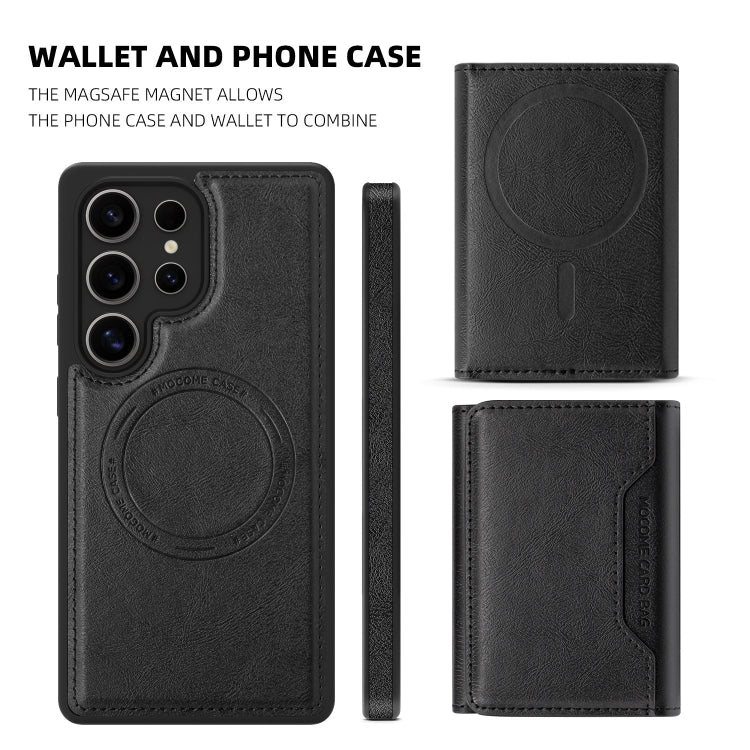 For Samsung Galaxy S25 5G Shield Multi-functional MagSafe Card Bag Phone Case(Black)