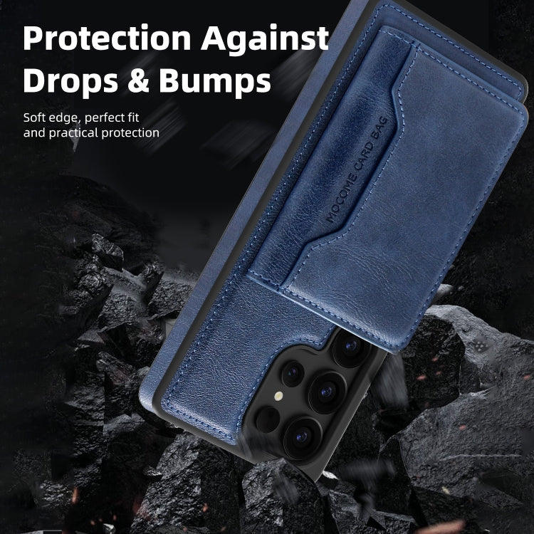 For Samsung Galaxy S25 5G Shield Multi-functional MagSafe Card Bag Phone Case(Blue)