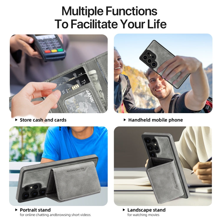 For Samsung Galaxy S25 5G Shield Multi-functional MagSafe Card Bag Phone Case(Grey) - Galaxy S25 5G Cases by PMC Jewellery | Online Shopping South Africa | PMC Jewellery | Buy Now Pay Later Mobicred