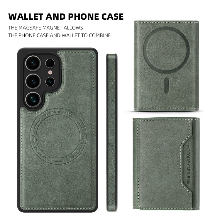 For Samsung Galaxy S25 Ultra 5G Shield Multi-functional MagSafe Card Bag Phone Case(Green)