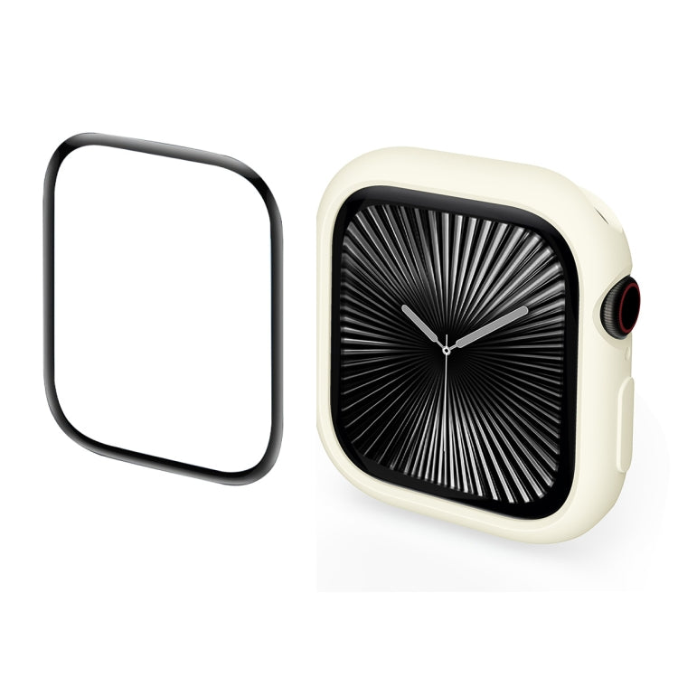 For Apple Watch Series 10 42mm ENKAY Hat-Prince 2 in 1 Candy Color TPU Watch Case with Full Coverage PMMA Soft Film(Beige)
