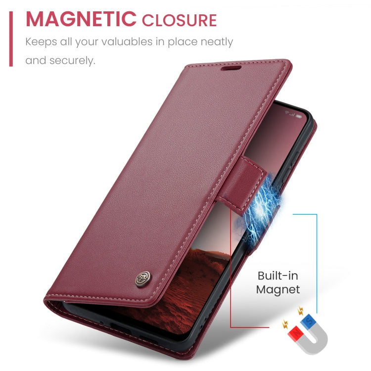 For OPPO Reno12 5G Global CaseMe 023 Butterfly Buckle Litchi Texture RFID Anti-theft Leather Phone Case(Red)
