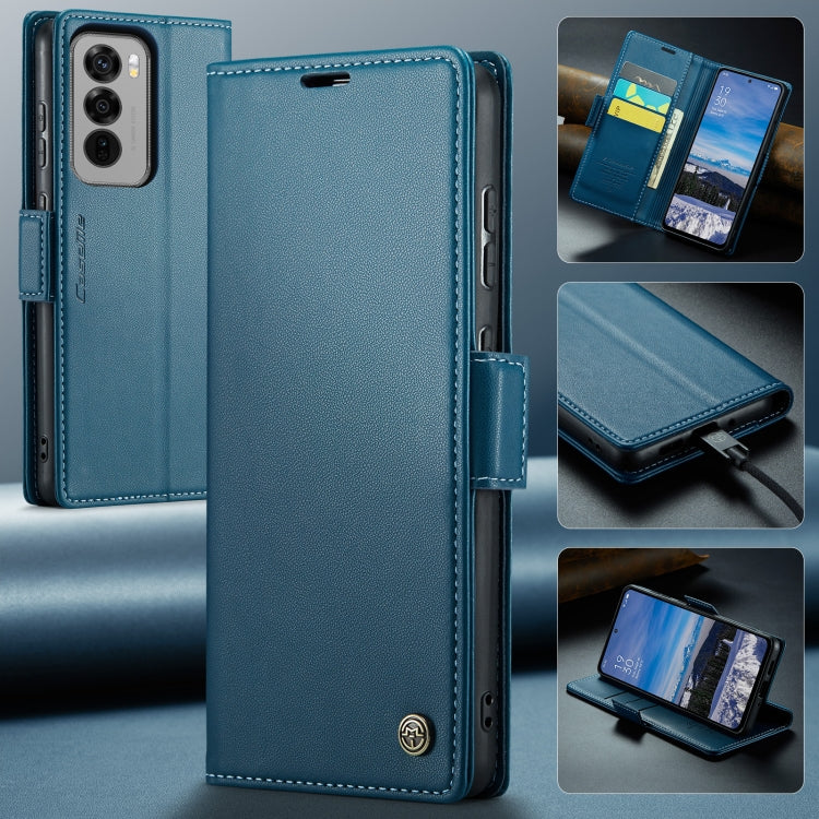 For OPPO Reno12 5G Global CaseMe 023 Butterfly Buckle Litchi Texture RFID Anti-theft Leather Phone Case(Blue)