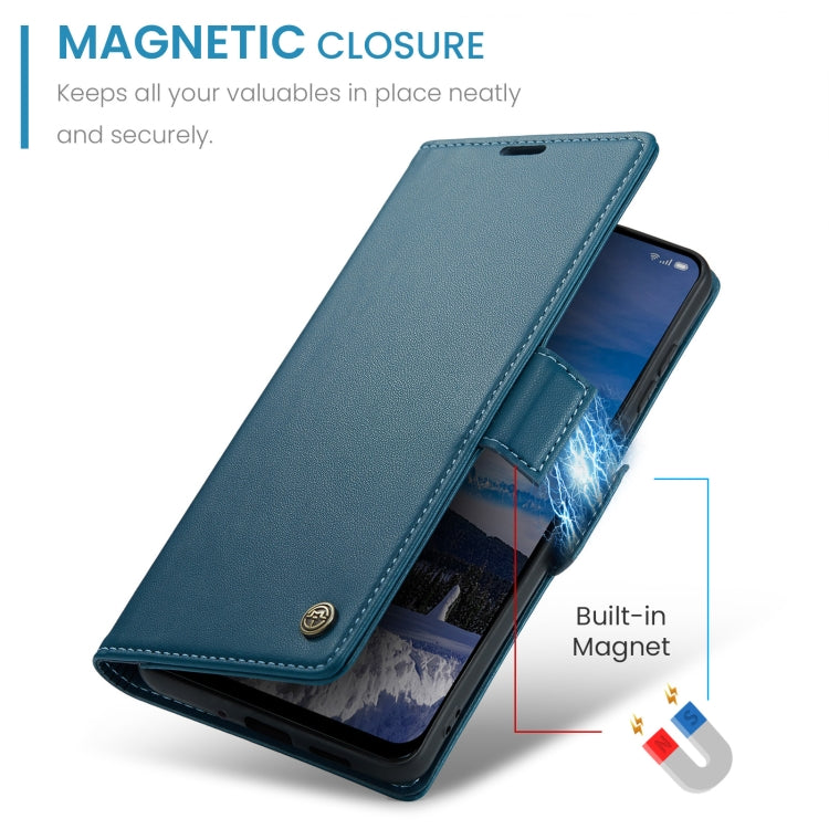 For OPPO Reno12 5G Global CaseMe 023 Butterfly Buckle Litchi Texture RFID Anti-theft Leather Phone Case(Blue)