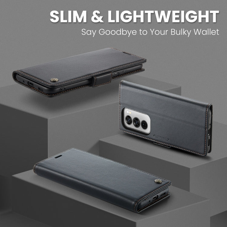 For OPPO Reno12 Pro 5G Global CaseMe 023 Butterfly Buckle Litchi Texture RFID Anti-theft Leather Phone Case(Black)