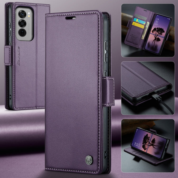 For OPPO Reno12 Pro 5G Global CaseMe 023 Butterfly Buckle Litchi Texture RFID Anti-theft Leather Phone Case(Purple)