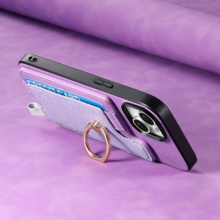 For Huawei Pura 70 Pro+ Retro Magsafe Cross Leather Ring Holder Card Bag Phone Case(Purple)