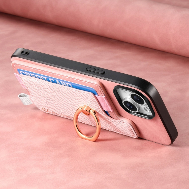 For Huawei Pura 70 Ultra Retro Magsafe Cross Leather Ring Holder Card Bag Phone Case(Pink)