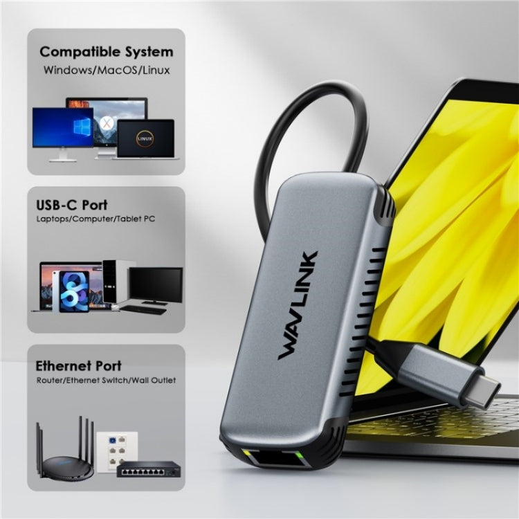 WAVLINK NWU340G 5Gbps Wired Network Converter USB-C to RJ45 Gigabit Ethernet Adapter - free shipping - PMC Jewellery - Order now!