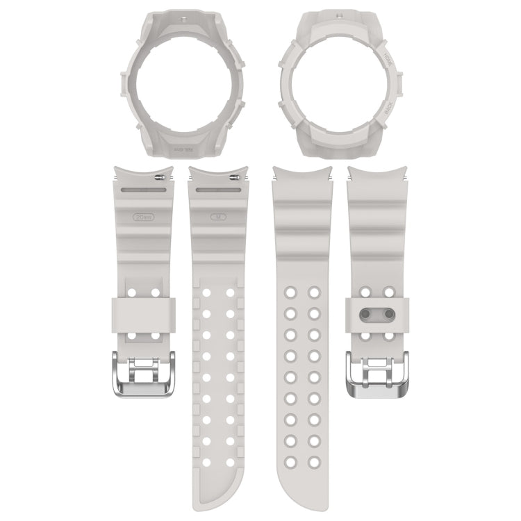 For Samsung Galaxy Watch 7 44mm Armor Silicone Watch Band with Watch Case Set(Light Gray)