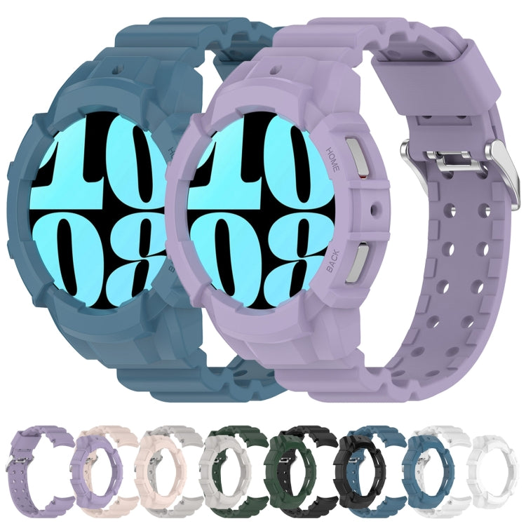 For Samsung Galaxy Watch 7 44mm Armor Silicone Watch Band with Watch Case Set(Blue)