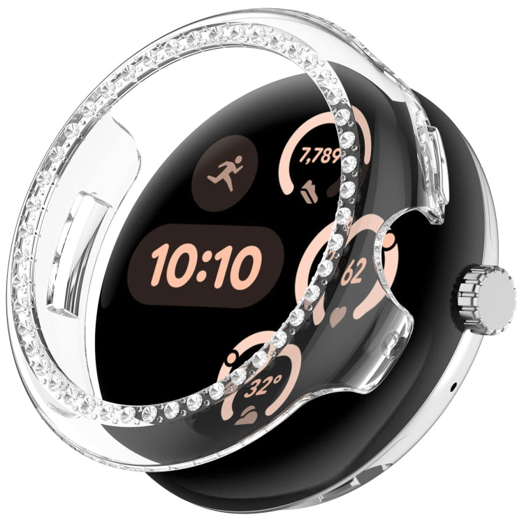 For Google Pixel Watch Diamond Electroplated PC Half Coverage Watch Protective Case(Transparent Color)