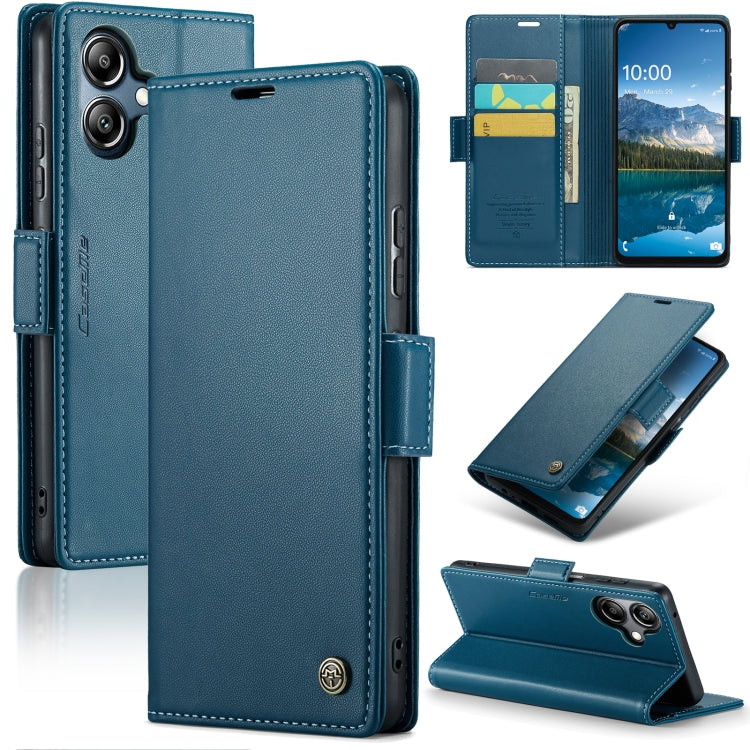 For Samsung Galaxy A06 CaseMe 023 Butterfly Buckle Litchi Texture RFID Anti-theft Leather Phone Case(Blue)