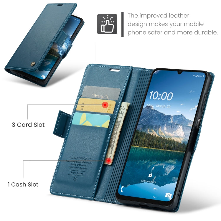 For Samsung Galaxy A06 CaseMe 023 Butterfly Buckle Litchi Texture RFID Anti-theft Leather Phone Case(Blue)