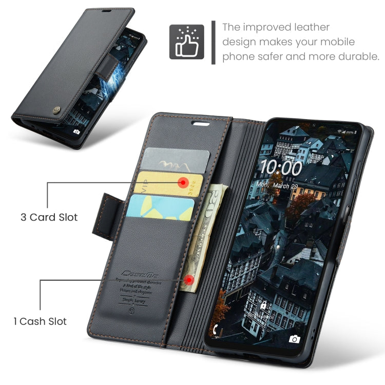 For Samsung Galaxy A06 CaseMe 023 Butterfly Buckle Litchi Texture RFID Anti-theft Leather Phone Case(Black)