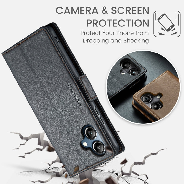For Samsung Galaxy A06 CaseMe 023 Butterfly Buckle Litchi Texture RFID Anti-theft Leather Phone Case(Black)