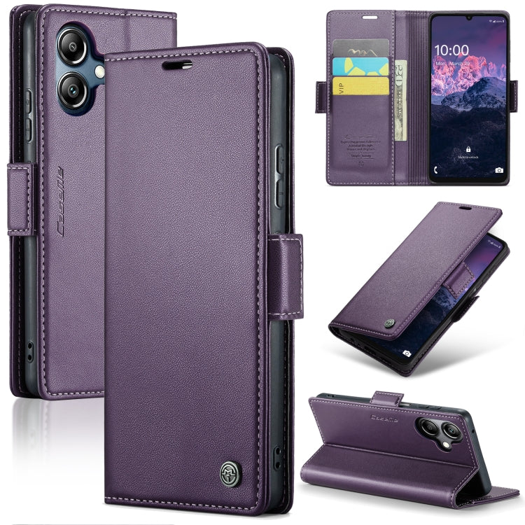 For Samsung Galaxy A06 CaseMe 023 Butterfly Buckle Litchi Texture RFID Anti-theft Leather Phone Case(Purple)