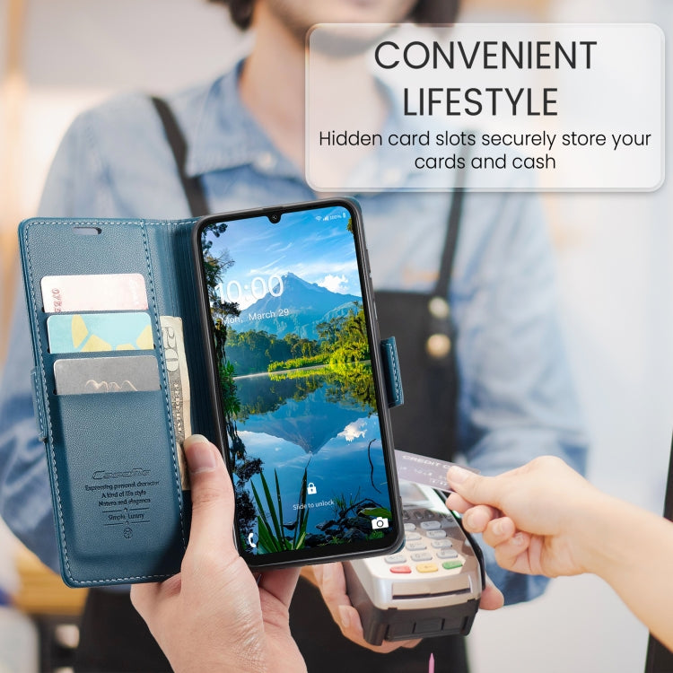 For Samsung Galaxy A16 5G CaseMe 023 Butterfly Buckle Litchi Texture RFID Anti-theft Leather Phone Case(Blue)