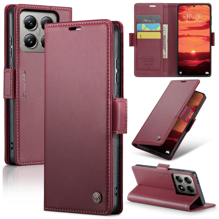 For Xiaomi 14T Pro CaseMe 023 Butterfly Buckle Litchi Texture RFID Anti-theft Leather Phone Case(Red)