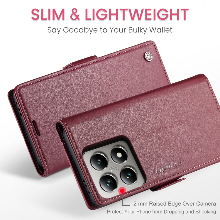 For Xiaomi 14T Pro CaseMe 023 Butterfly Buckle Litchi Texture RFID Anti-theft Leather Phone Case(Red) - free shipping - PMC Jewellery - Order now!