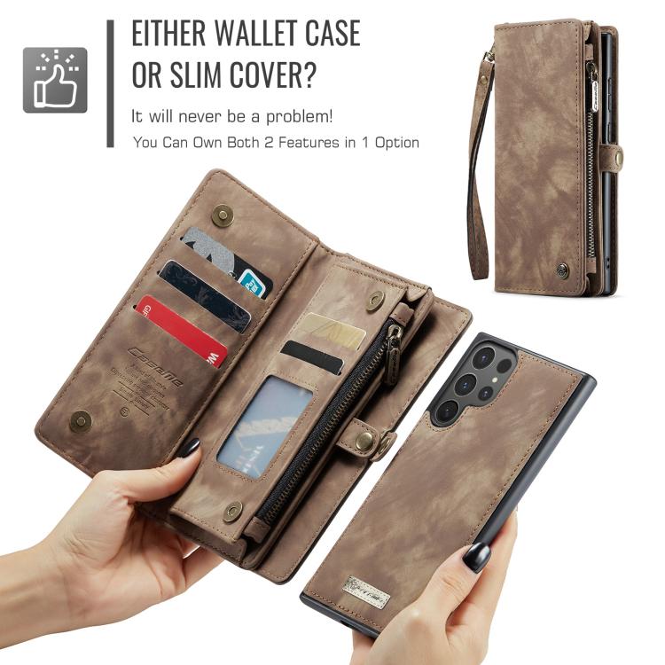 For Samsung Galaxy S25 Ultra 5G CaseMe 008 Detachable Multifunctional Leather Phone Case(Brown)