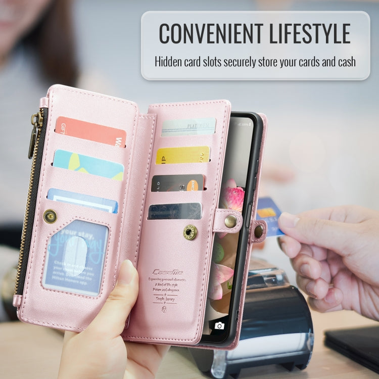 For Samsung Galaxy A16 5G CaseMe C36 Card Slots Zipper Wallet RFID Anti-theft Leather Phone Case(Pink)