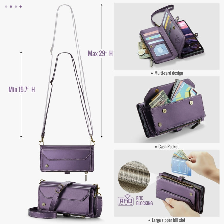 For Samsung Galaxy A16 5G CaseMe C36 Card Slots Zipper Wallet RFID Anti-theft Leather Phone Case(Purple)