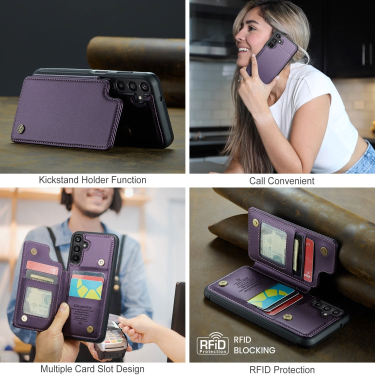 For Samsung Galaxy A16 5G CaseMe C22 Card Slots Holder RFID Anti-theft Phone Case(Purple)