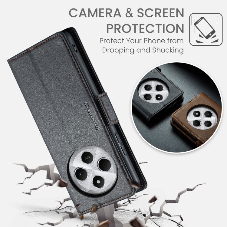 For Redmi 14C CaseMe 023 Butterfly Buckle Litchi Texture RFID Anti-theft Leather Phone Case(Black) - free shipping - PMC Jewellery - Order now!