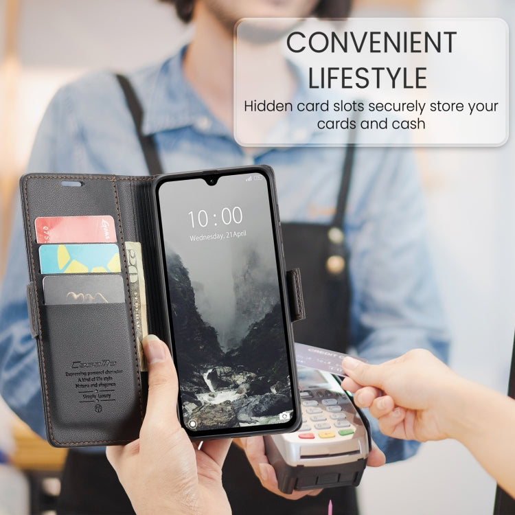 For Redmi 14C CaseMe 023 Butterfly Buckle Litchi Texture RFID Anti-theft Leather Phone Case(Black) - free shipping - PMC Jewellery - Order now!
