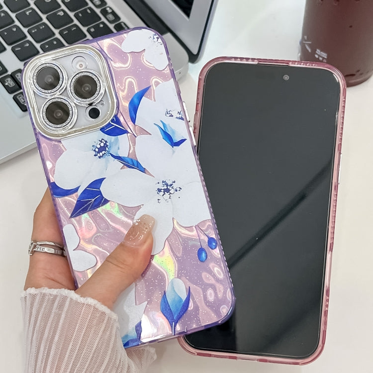 For iPhone 16e Electroplating Flowers Plants Texture TPU Phone Case(Carnation FL7)