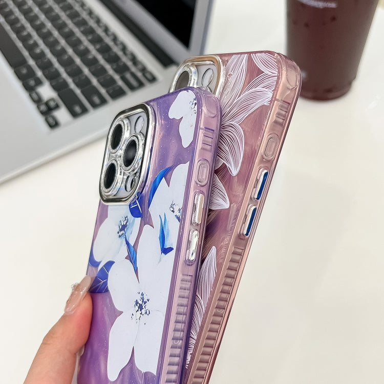 For iPhone 16e Electroplating Flowers Plants Texture TPU Phone Case(Carnation FL7)