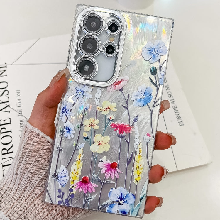 For Samsung Galaxy S25 Ultra 5G Electroplating Flowers Plants Texture TPU Phone Case(Wildflower FL2)
