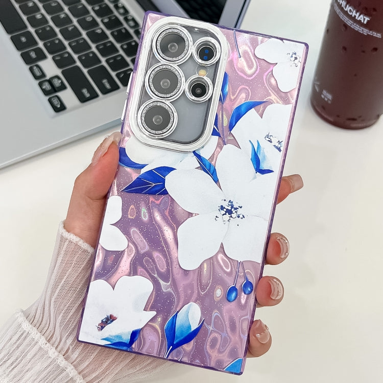 For Samsung Galaxy S25 Ultra 5G Electroplating Flowers Plants Texture TPU Phone Case(Bougainvillea FL8)