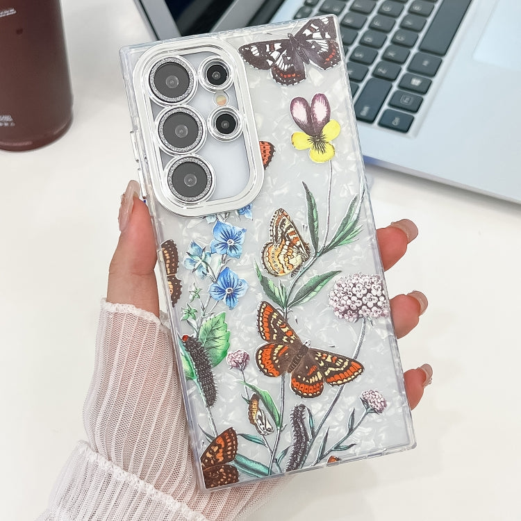 For Samsung Galaxy S25 Ultra 5G Electroplating Flowers Plants Texture TPU Phone Case(Butterfly Love Flower FL17)