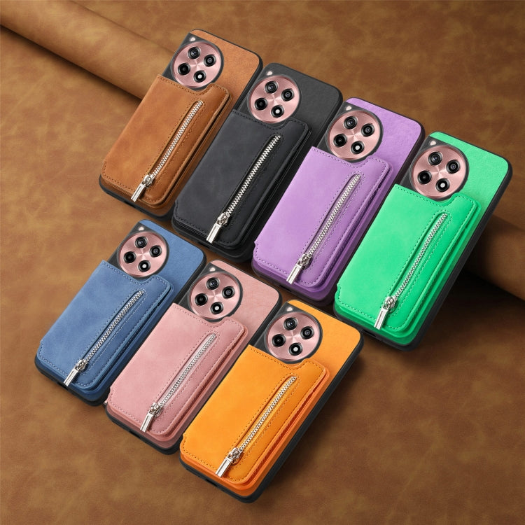 For OnePlus Ace 3 5G / 12R 5G Retro MagSafe Zipper Wallet Card Bag Back Phone Case(Blue) - OnePlus Cases by PMC TechLife | Online Shopping South Africa | PMC TechLife | Buy Now Pay Later Mobicred