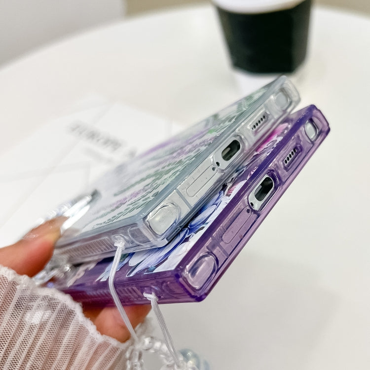 For Samsung Galaxy S25+ 5G Electroplating Flowers Plants Texture Wristband TPU Phone Case(Peach Blossom FL18) - free shipping - PMC Jewellery - Order now!